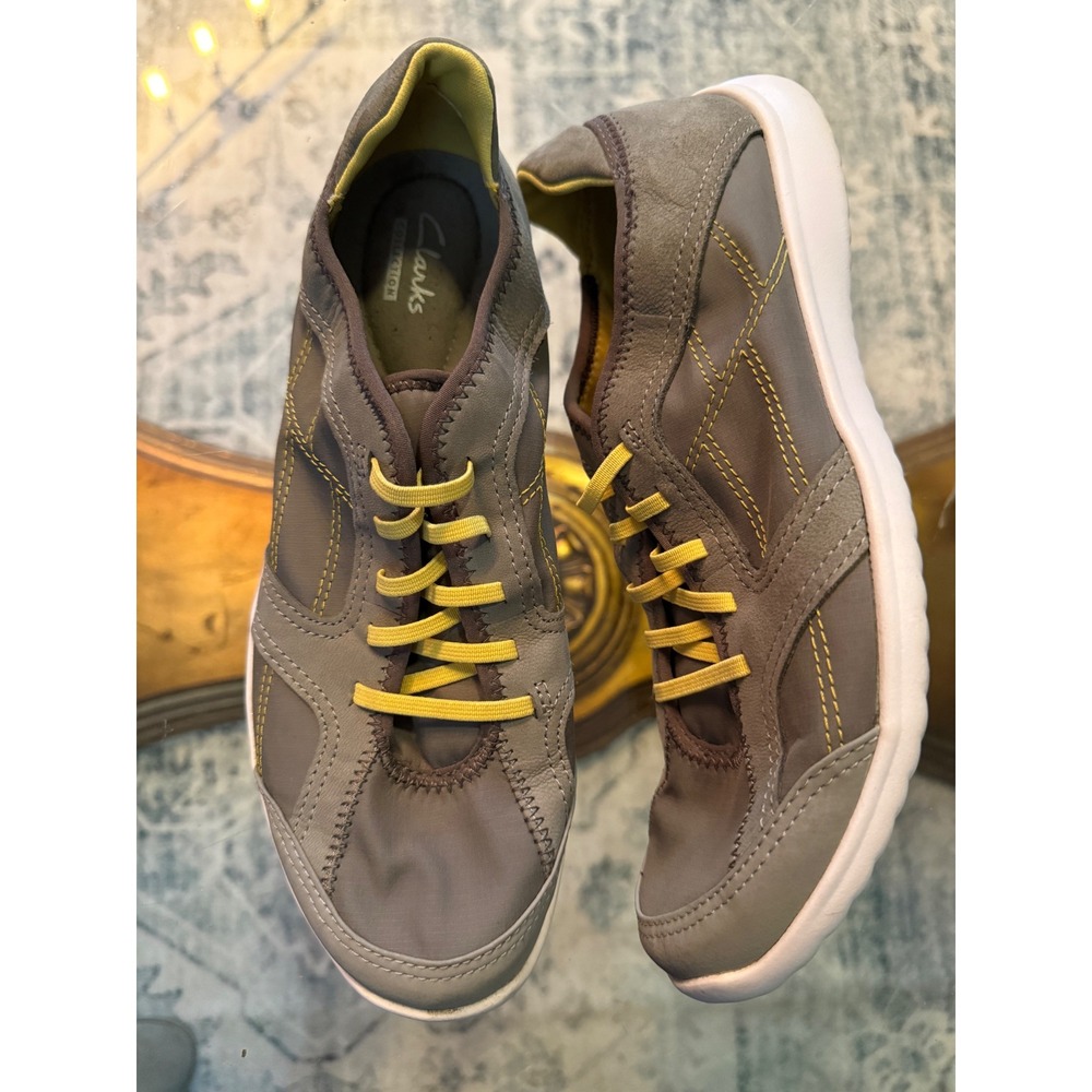 Clarks Collection Step Allena Sun Gray Yellow Walking Sneakers Womens 8.5 M